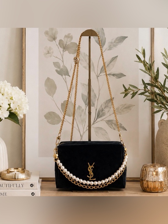 Yves Saint Laurent Handbags - Yves Saint Laurent Black Velvet Cosmetic/Beauty Bag GWP Item